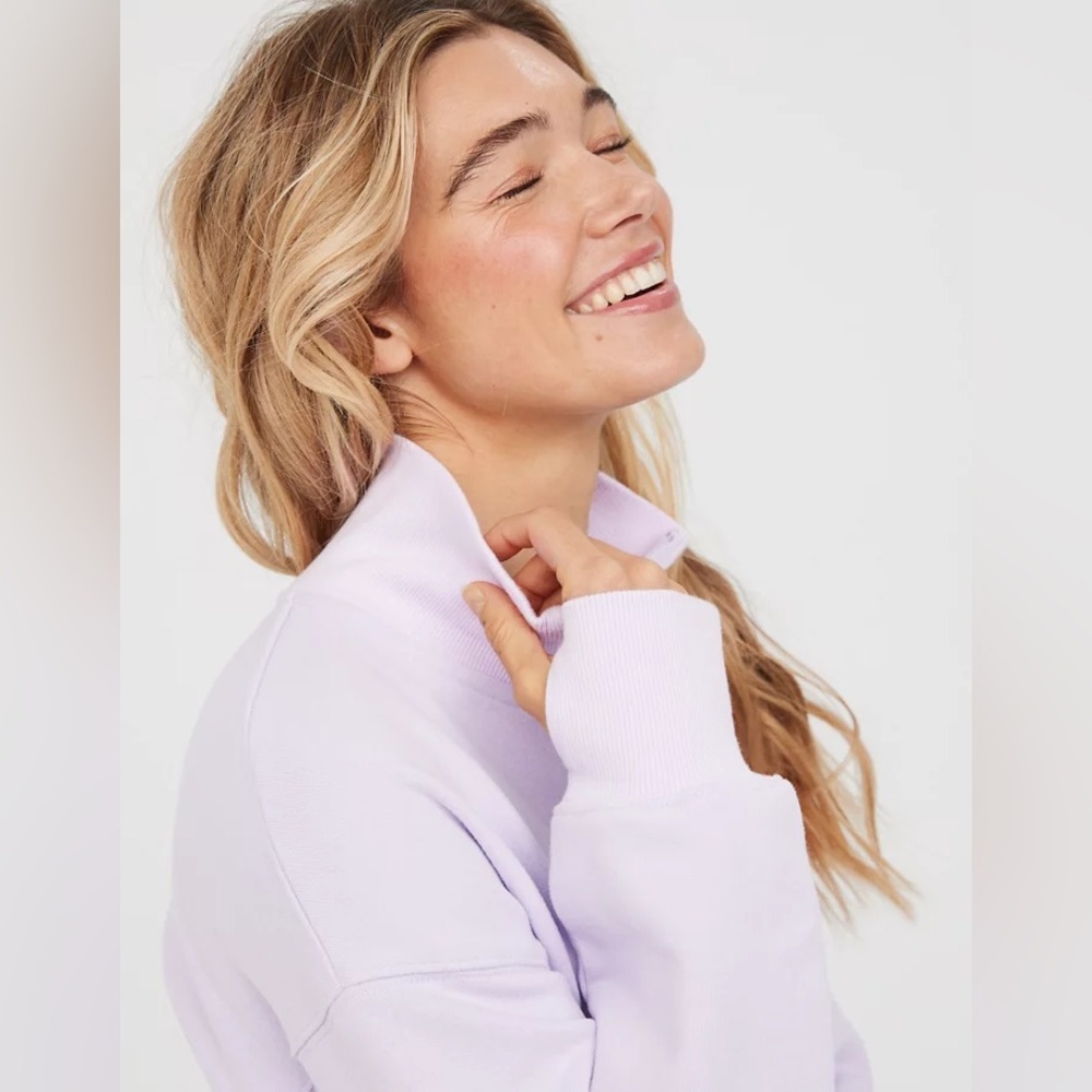 SOLD Offline By Aerie Throw-Back Corset Cropped Quarter Zip - Picture 5 of 6